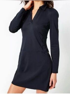 Lilly Pulitzer Brickell dress onyx Black Long-Sleeve Polo Dress - Women's